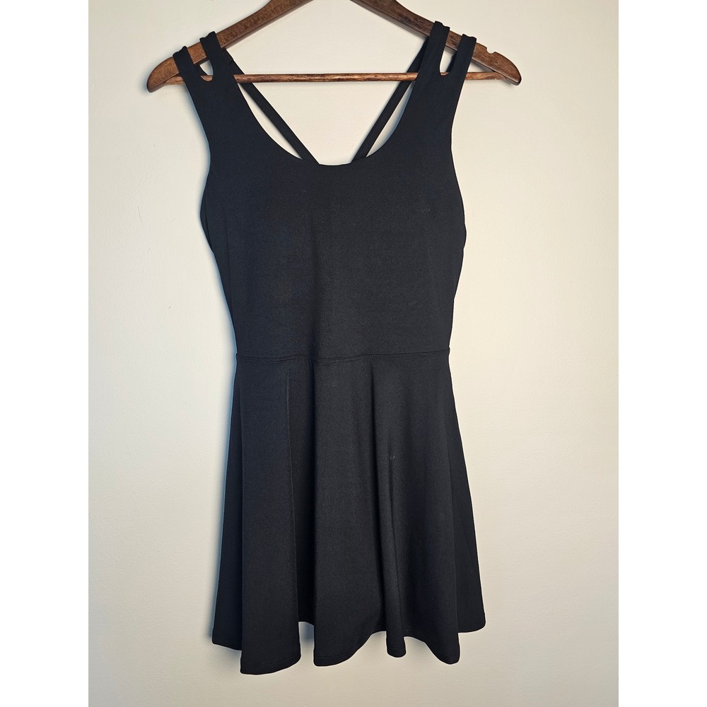 Athleisure Fabletics Active Tennis Dress Womens Medium Short Black Strappy Back